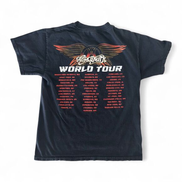 2009 Aerosmith World Tour Concert T-Shirt Medium Double Sided Rock Band Tee - Picture 2 of 6